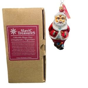 Slavic Treasures Ornament GOLD STAR SANTA PG-063 Poland Signed Glenn Lewis 1998